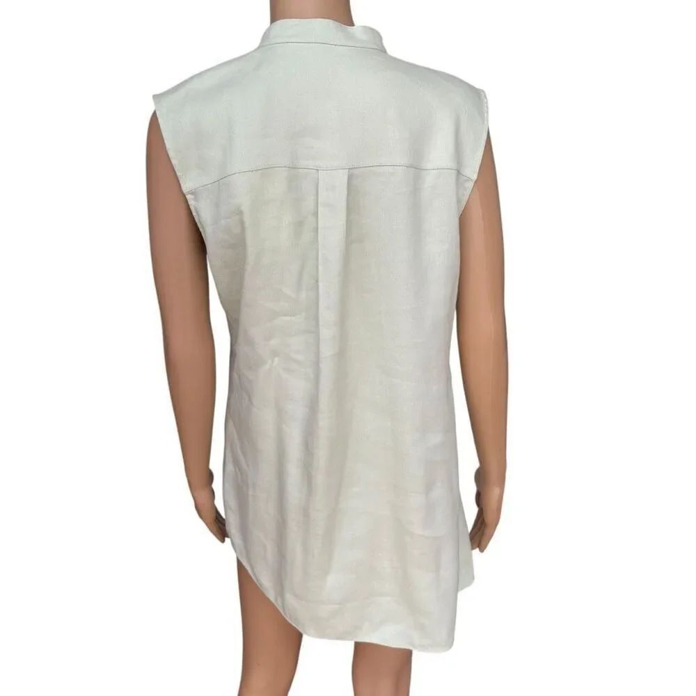 Theory Asymmetric Drape linen blend sleeveless top blouse in aloe size M NWT - Picture 8 of 11